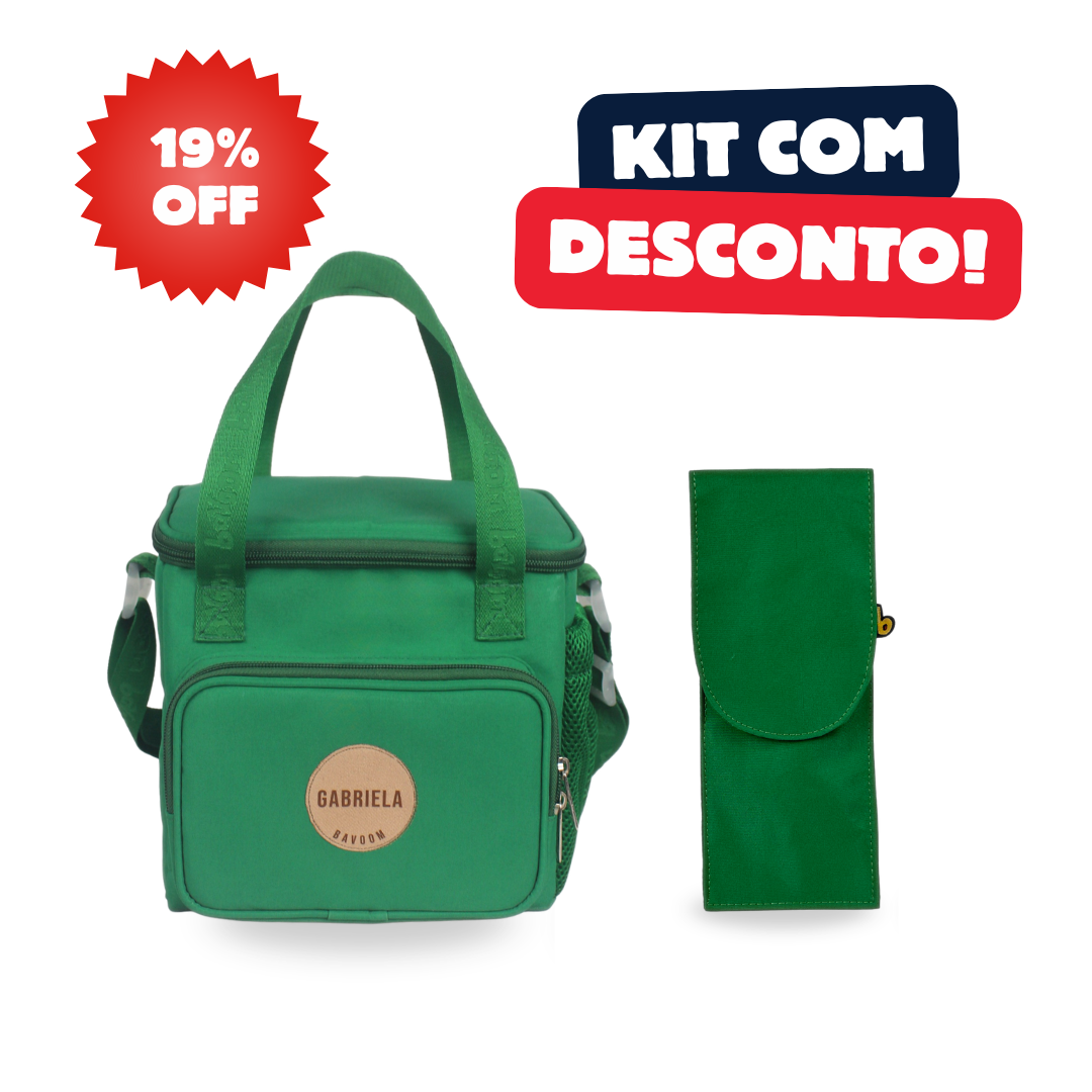 Kit Lancheira Térmica Mini Maxi Bavoom + Porta Talher Verde