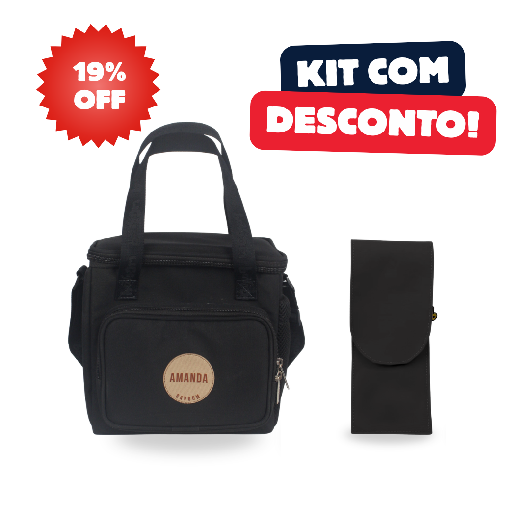Kit Lancheira Térmica Mini Maxi Bavoom + Porta Talher Preto