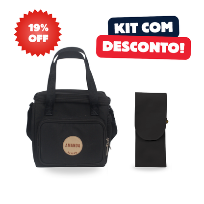 Kit Lancheira Térmica Mini Maxi Bavoom + Porta Talher Preto