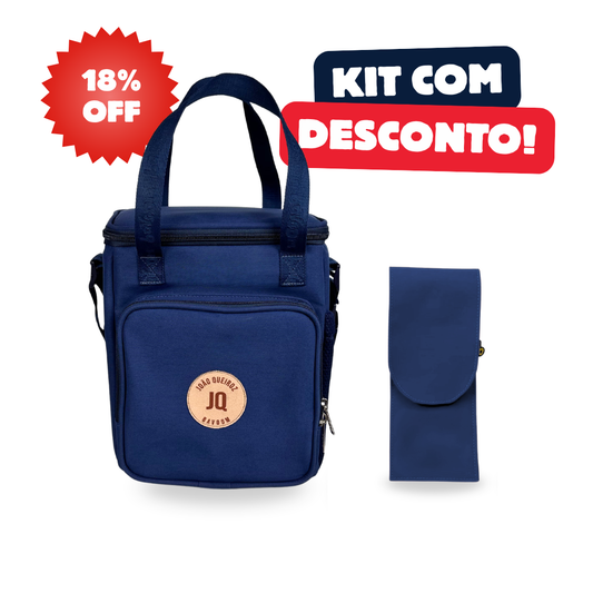 Kit Lancheira Térmica Maxi Bavoom + Porta Talher Azul Marinho