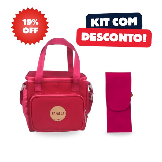 Kit Lancheira Térmica Mini Maxi Bavoom + Porta Talher Pink
