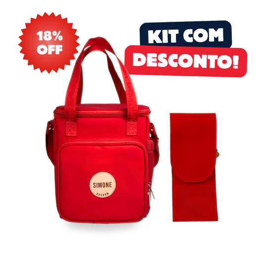 Kit Lancheira Térmica Maxi Bavoom + Porta Talher Vermelho