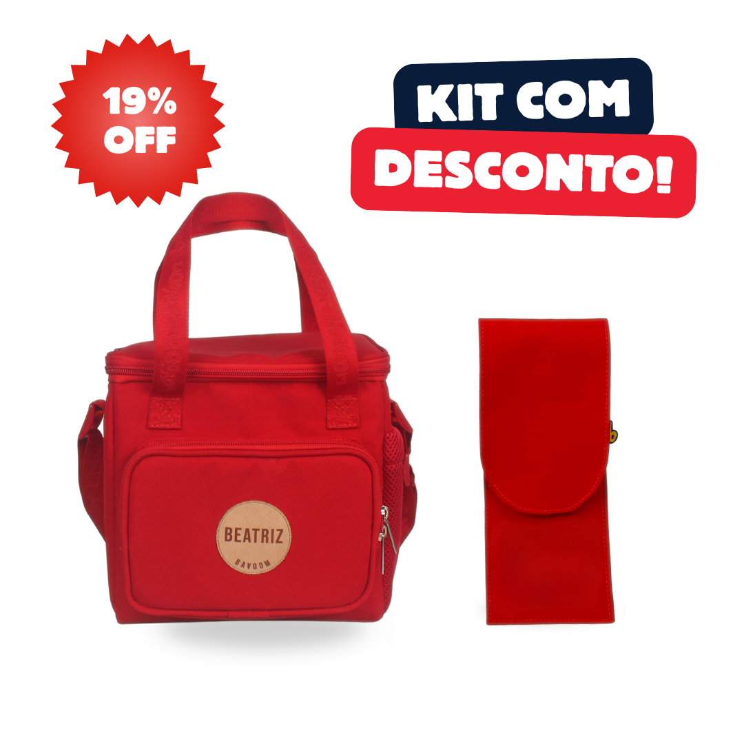 Kit Lancheira Térmica Mini Maxi Bavoom + Porta Talher Vermelho