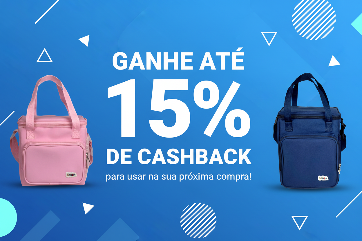 Banner Cashback 15% com Lancheiras Bavoom