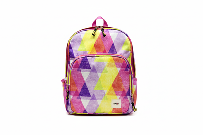 Mochila Maxi Bavoom Prisma Primavera - frente com padrão geométrico colorido