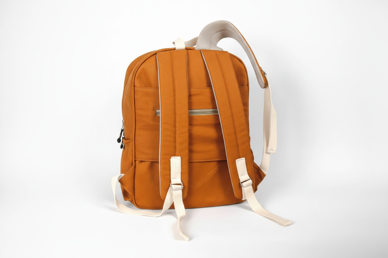 Mochila Maxi Bavoom Personalize Caramelo - vista lateral com detalhe mesh