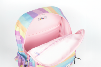 Mochila Maxi Bavoom Arco Íris Candy - interior com forro rosa