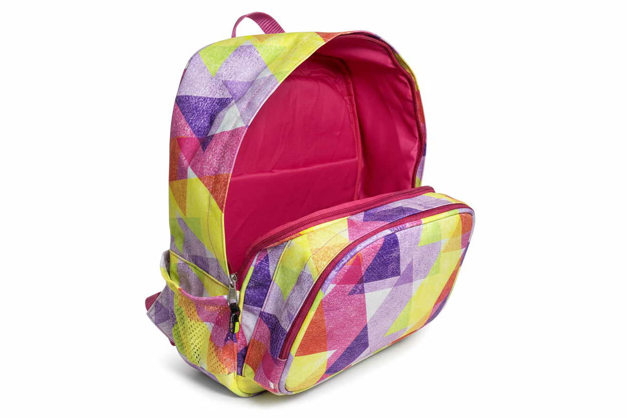 Mochila Maxi Bavoom Prisma Primavera - interior com forro rosa