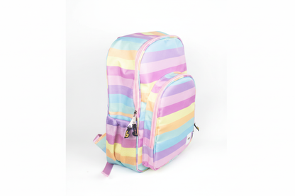 Mochila Maxi Bavoom Arco Íris Candy - vista lateral com bolso mesh