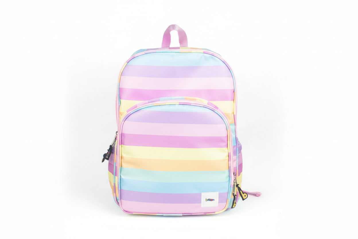 Mochila Maxi Bavoom Arco Íris Candy - frente com etiqueta