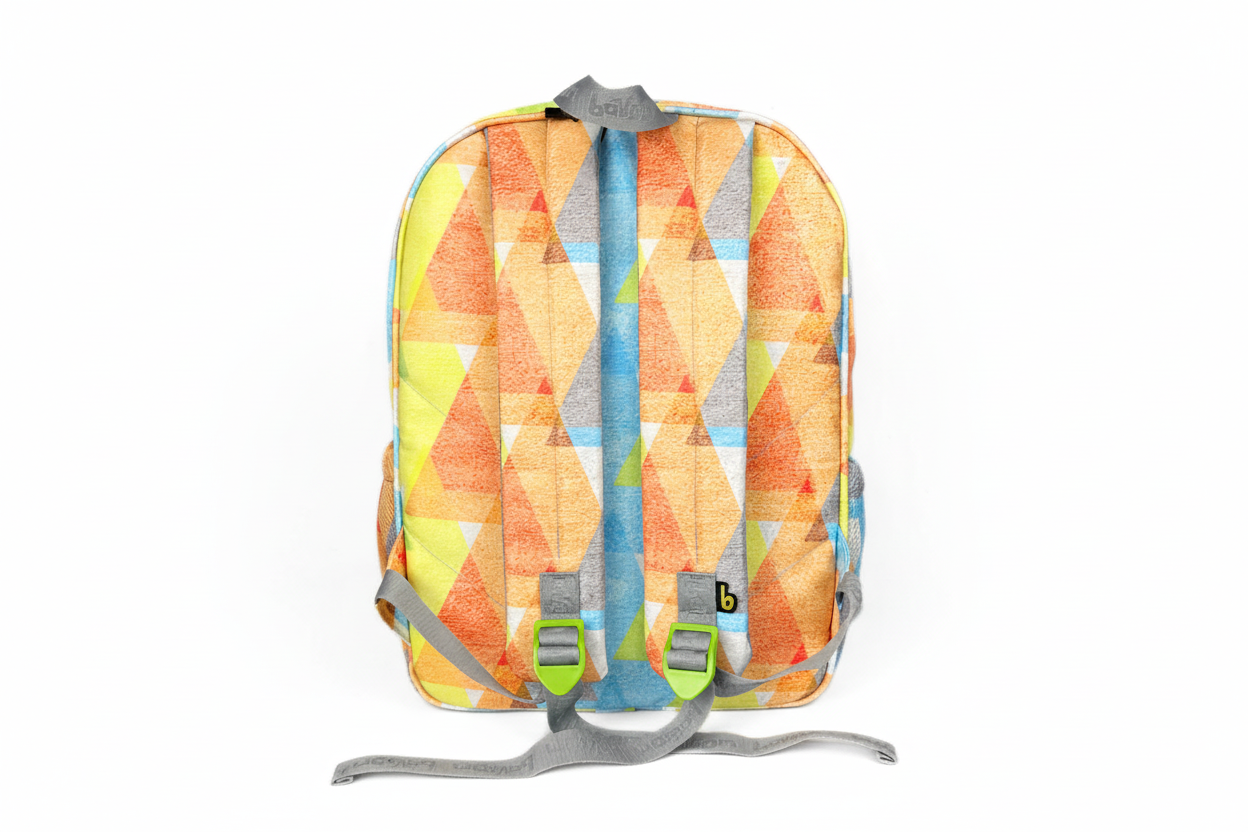 Mochila Maxi Bavoom Prisma Verão - vista traseira com alças cinza