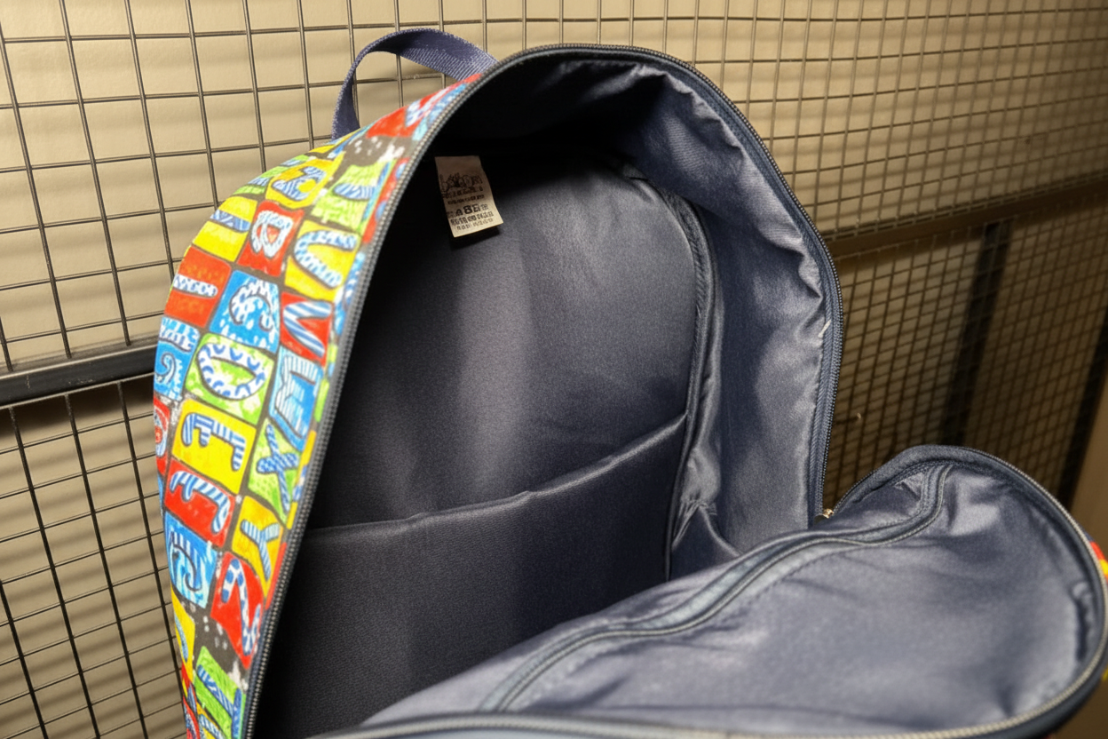 Mochila ABC Vibrante - interior com forro preto