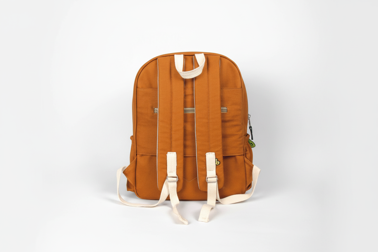 Mochila Maxi Bavoom Personalize Caramelo - vista traseira com alças creme