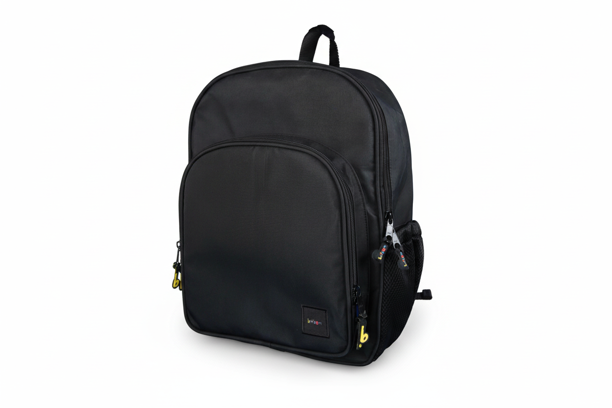 Mochila Maxi Bavoom Colors Preta - vista lateral com bolso mesh