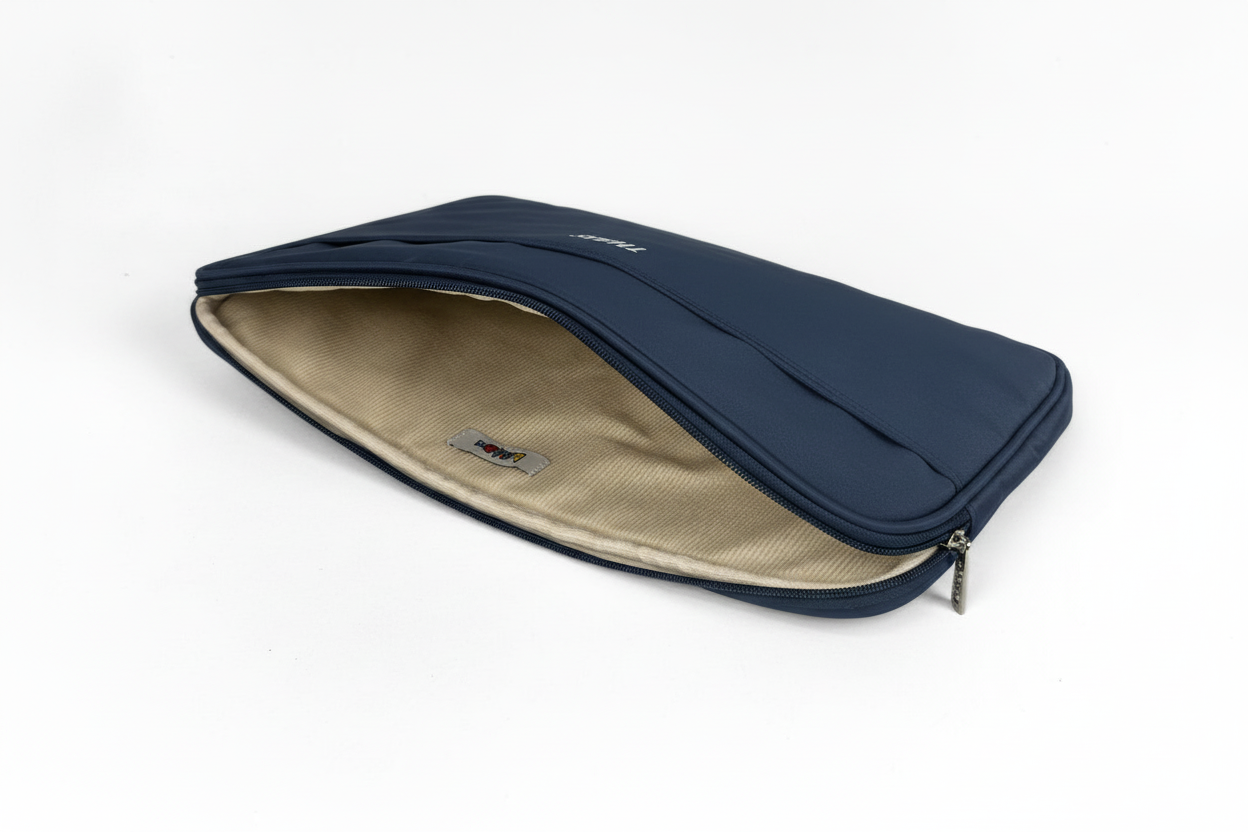 Porta notebook azul marinho - vista aberta