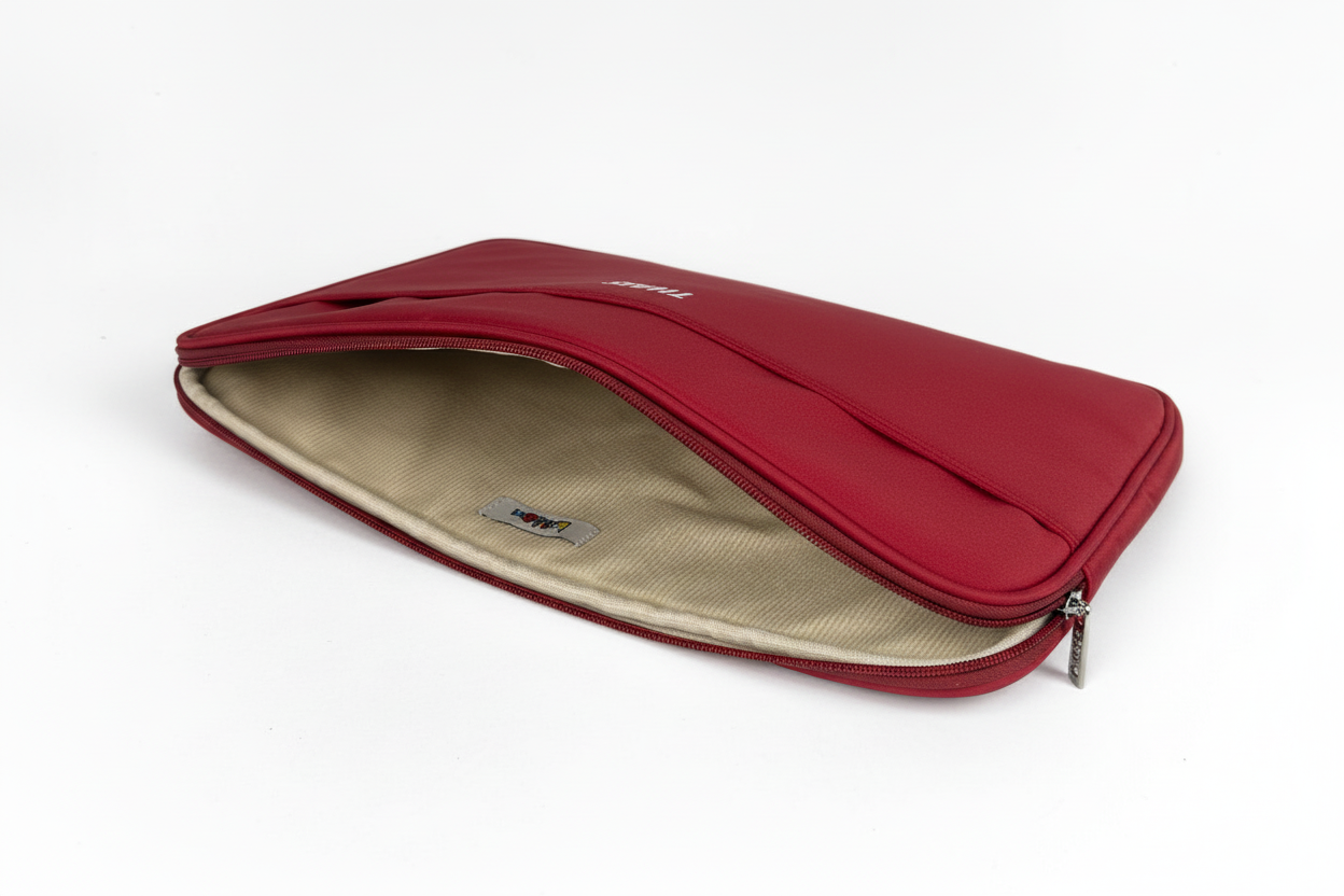 Porta notebook vermelho - vista aberta